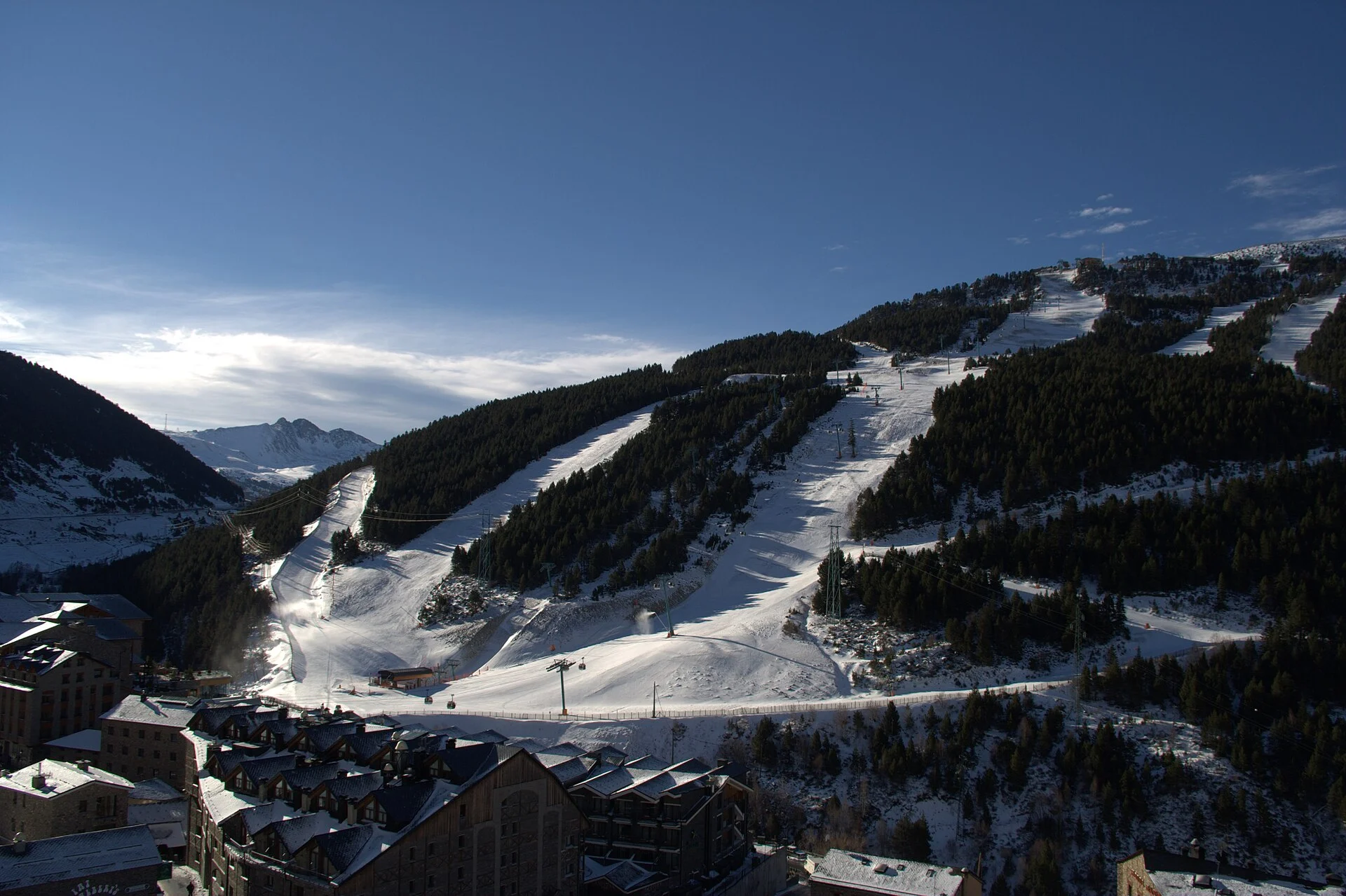 Pistas nevadas y alojamientos de Soldeu, Grandvalira